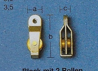 Doppelblock Messing 2-Rollen