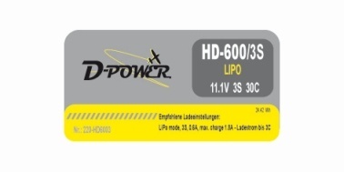 D-Power HD-800 3S Lipo (11,1V) 30C