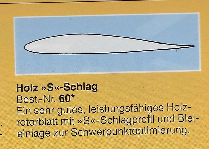 !Hauptrotorblätter, Holz, S-Schlag mit Bleieinlage