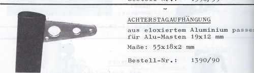 Achterstagaufhängung f.Alu Masten 19x12 mm